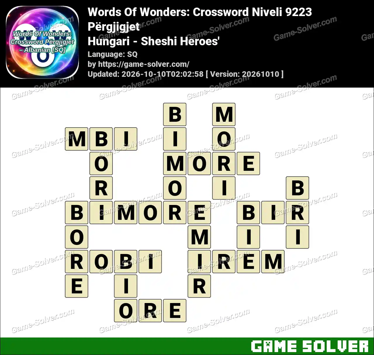 Words Of Wonders: Crossword Niveli 9223 Përgjigjet – Hungari – Sheshi Heroes’